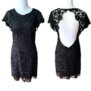 Lulus Black Lace Open Back Mini Dress Sz M Party Cocktail Evening Formal